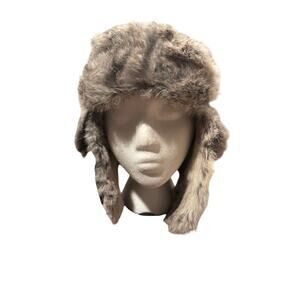 Cabelas Trapper Rabbit Fur Lined Ear Flaps Mad Bomber Hat size L Black